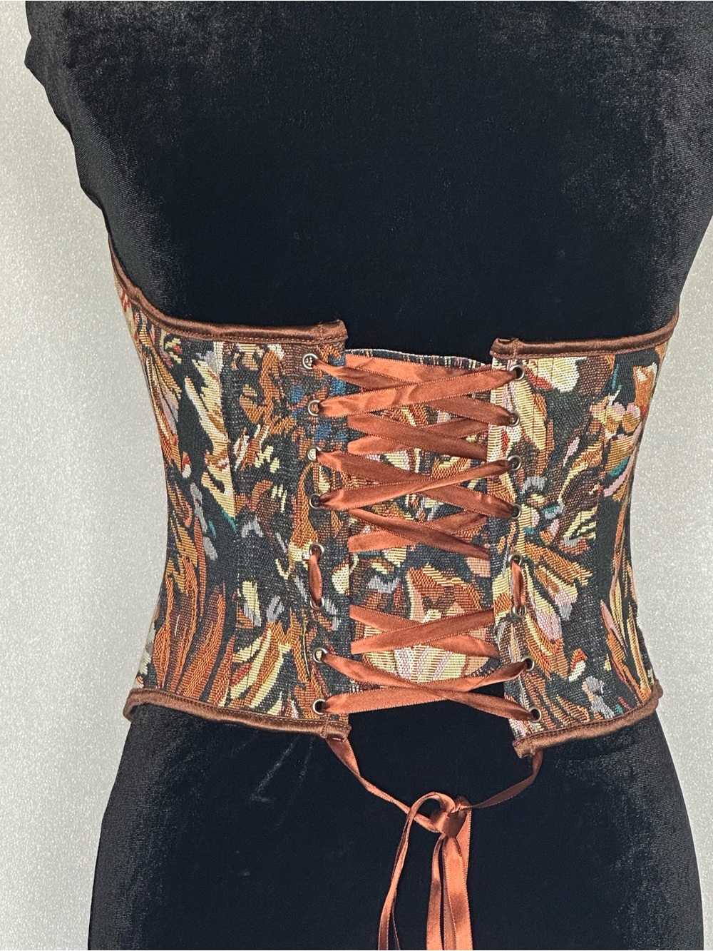 Floral Tapestry Corset Bustier Top - Brown Multi - Picture 2 of 6